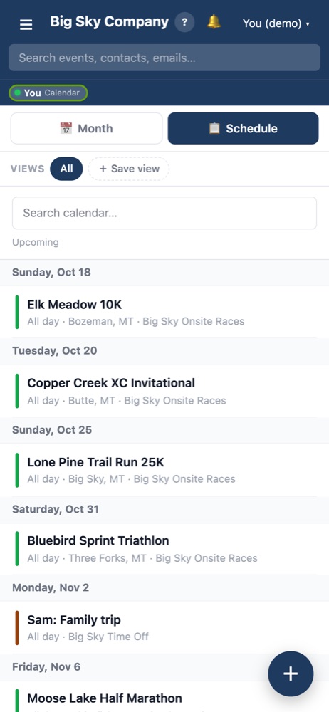 crmPlanit schedule on a phone